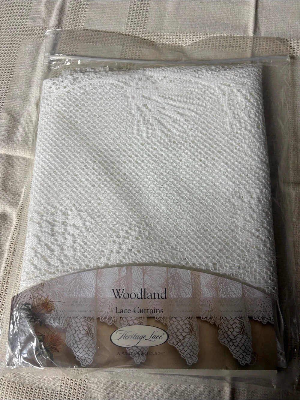 Heritage Woodland Lace Swag only (2) panel in White- Delicate Lace Window Panels